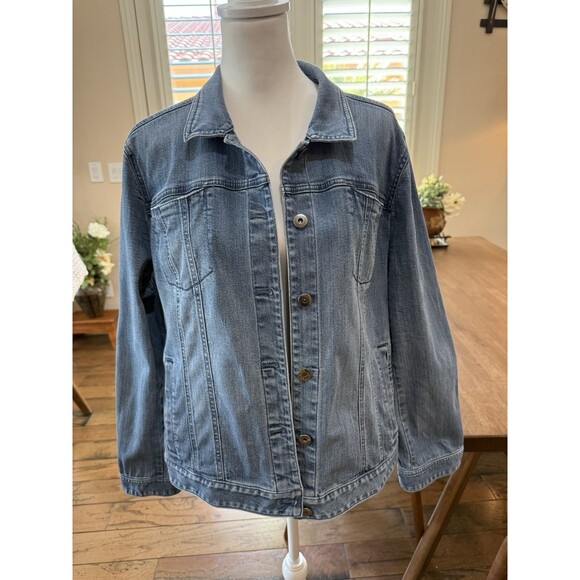 J. Jill Denim Jacket Women’s XL Light Wash Missing/Replacement Buttons Casual - Picture 1 of 15